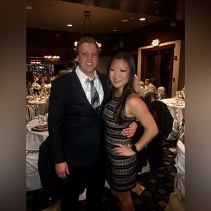 Black patterned cocktail dress